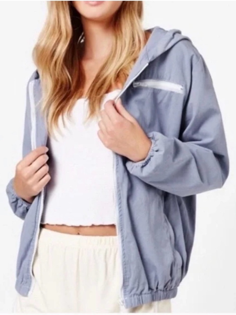 Brandy Melville - John Galt Krissy Hooded Zip Jacket | Light Blue | OS